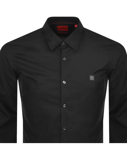 HUGO Black Long Sleeved Ermo Shirt for men