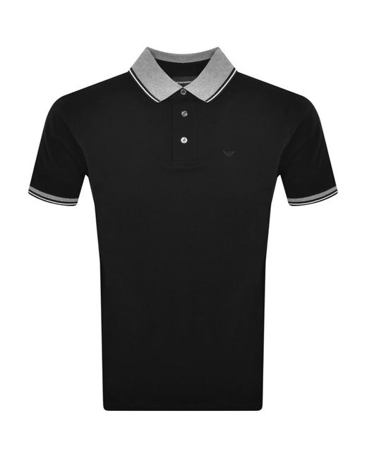 Armani Black Emporio Tipped Polo T Shirt for men