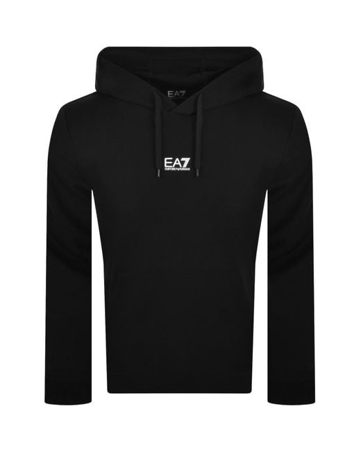 EA7 Black Emporio Armani Logo Hoodie for men