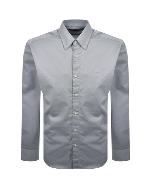 Boss Gray Boss Ricoplus Long Sleeve Shirt for men
