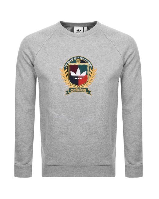 Adidas Originals Gray Collegiate Crest Sweatshirt for men
