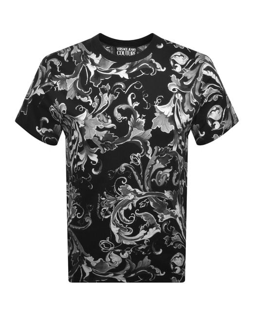 Versace Jeans Black Couture All Over Print T Shirt for men