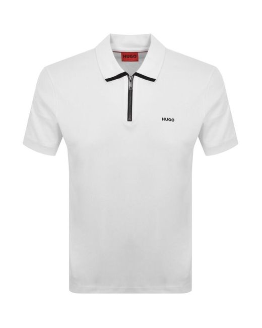HUGO White Dalomino Polo T Shirt for men