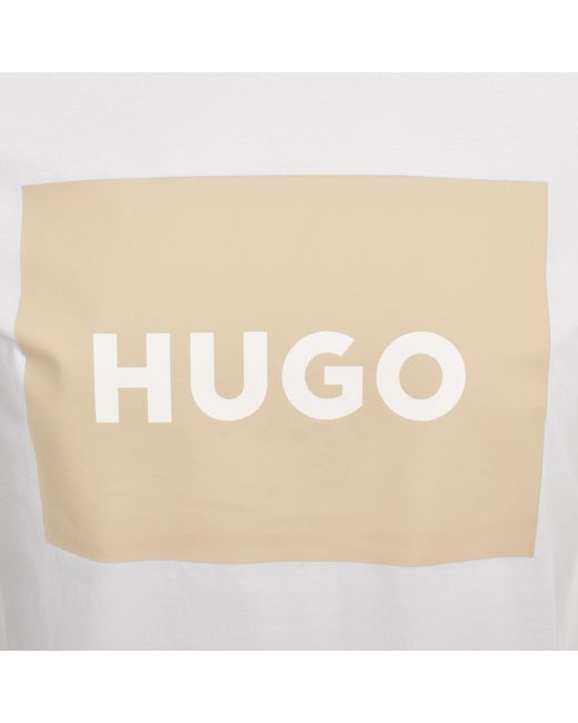 HUGO White Dulive Crew Neck T Shirt for men