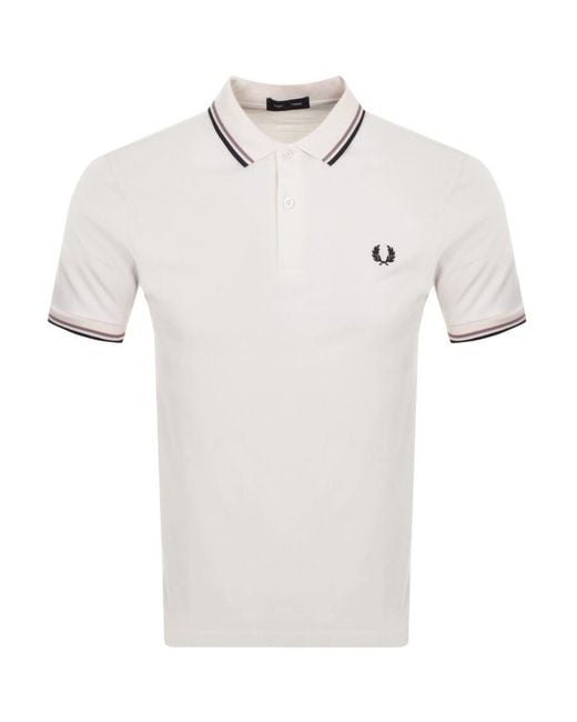 Fred Perry White Twin Tipped Polo T Shirt for men