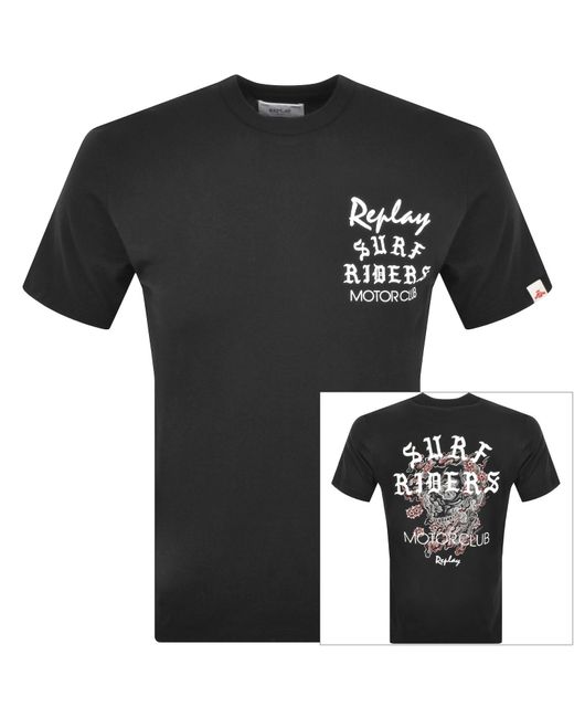 Replay Black Logo T Shirt for men