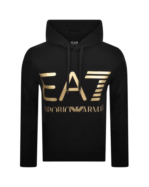 EA7 Black Emporio Armani Logo Hoodie for men