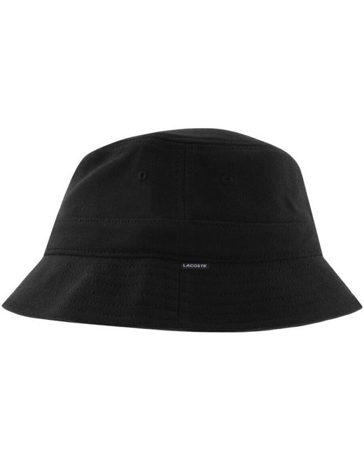 Lacoste Black Logo Bucket Hat for men