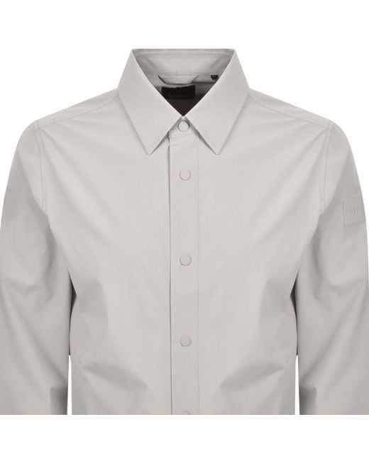 Boss Gray Boss Leldon Long Sleeved Overshirt for men