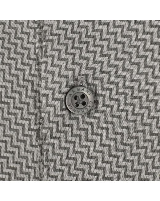 ARMANI EXCHANGE Gray Patterned Polo T Shirt for men