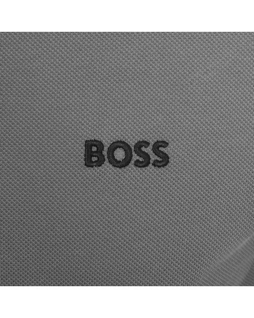 Boss Gray Boss Plisy Long Sleeve Polo T Shirt for men