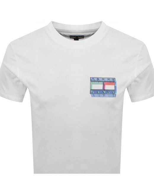 Tommy Hilfiger White Dna Flag Graphic T Shirt Ecru for men
