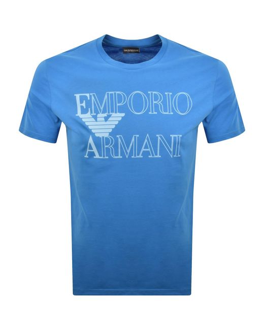 Armani Blue Emporio Logo T Shirt for men