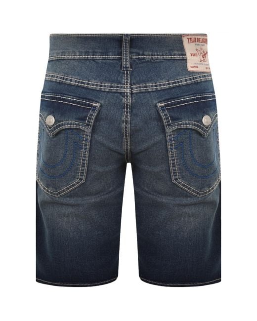 True Religion Blue Ricky Big T Flap Shorts for men