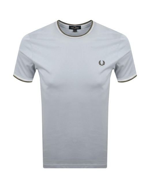 Fred Perry Gray Twin Tipped T Shirt for men