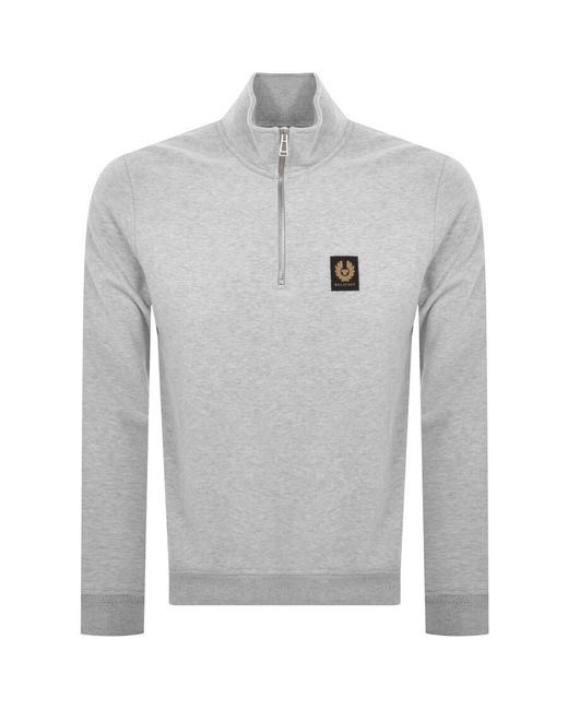 Belstaff Gray Quarter Zip Sweatshirt for men