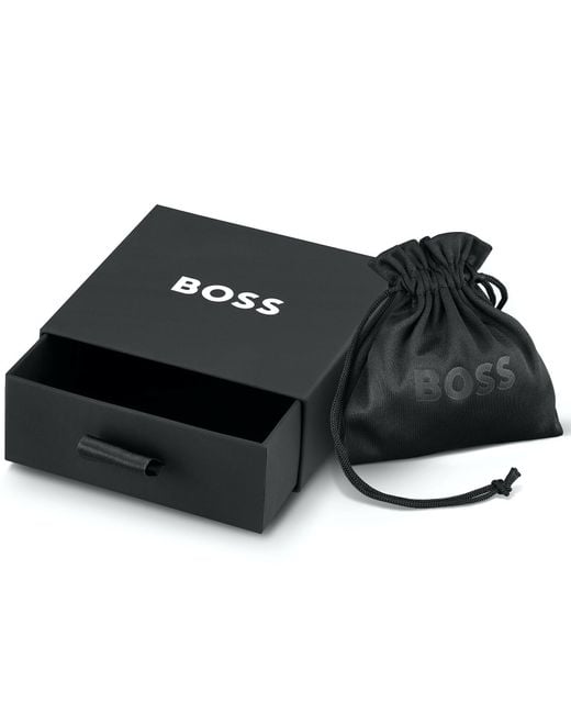BOSS BUSINESS Black Boss Aresi Braided Leather Bracelet for men