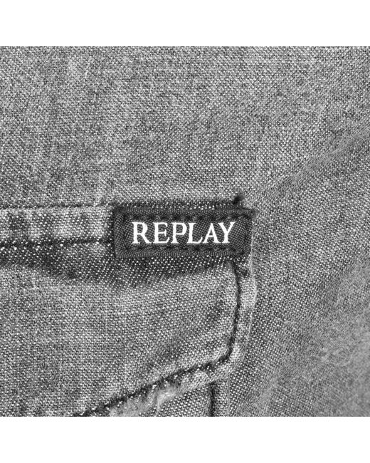 Replay Long Sleeved Denim Shirt in Grey 