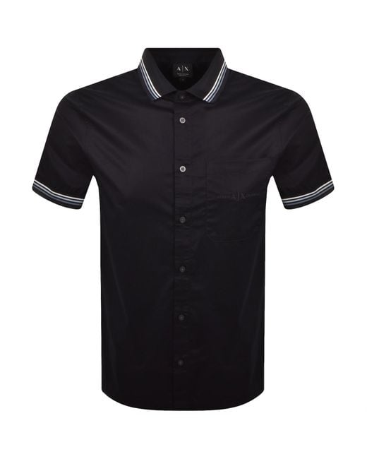 ARMANI EXCHANGE Black Ribbed Cuff Shirt Deep for men