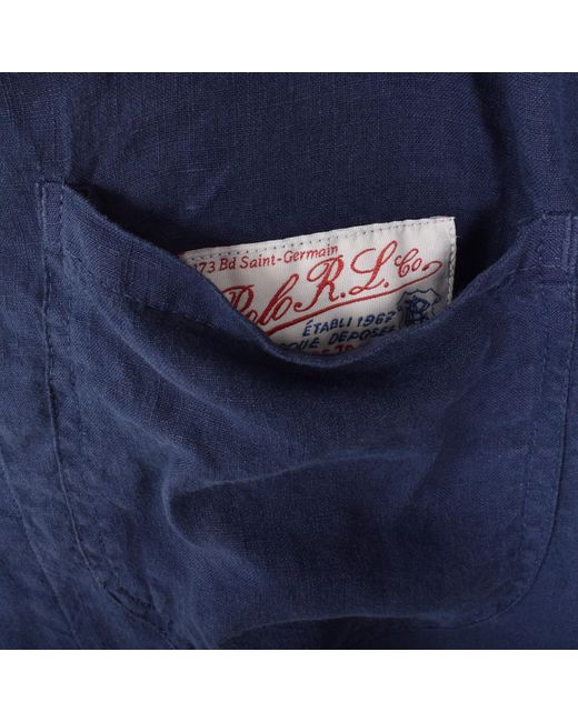 Ralph Lauren Blue Linen Overshirt for men