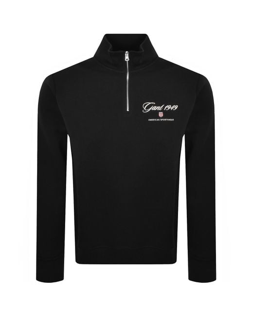 Gant Black Graphic Half Zip Sweatshirt for men