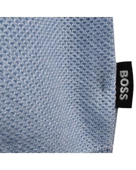 BOSS BUSINESS Blue Boss Knit Polo Jumper for men