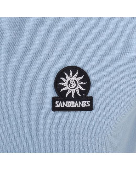 Sandbanks Blue Fine Gauge Quarter Zip Jumper for men