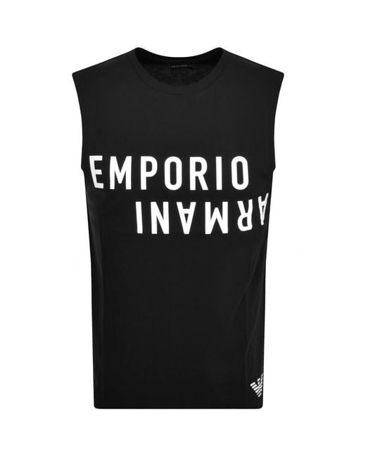 Armani Black Emporio Sleeveless T Shirt for men