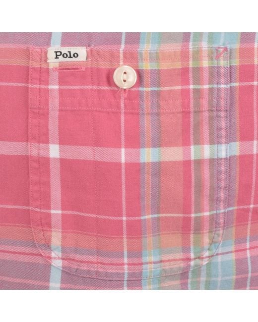 Ralph Lauren Pink Long Sleeve Check Shirt for men
