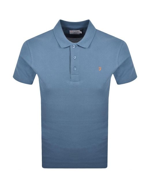 Farah Blue Farah Forster Short Sleeved Polo T Shirt for men