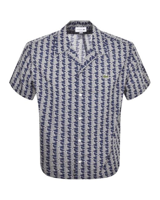Lacoste Blue Check Short Sleeved Shirt for men