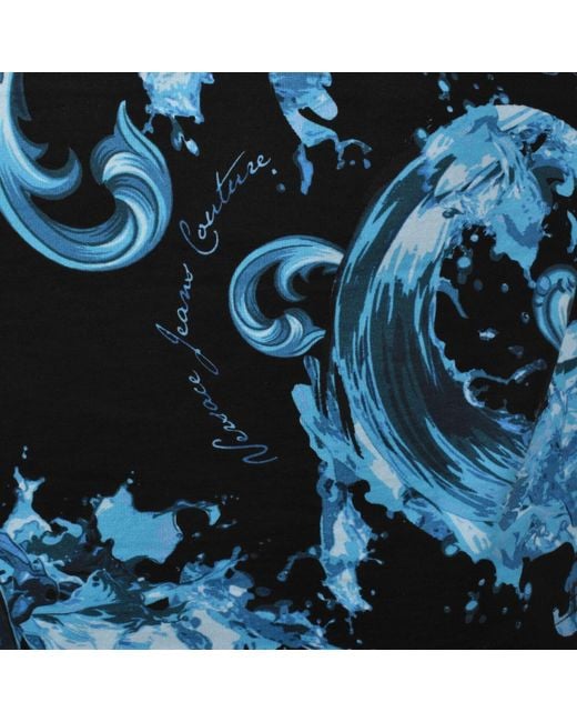 Versace Jeans Blue Couture Sea Print T Shirt for men