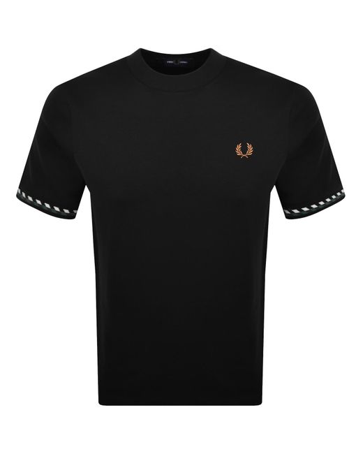 Fred Perry Black Jacquard Cuff T Shirt for men