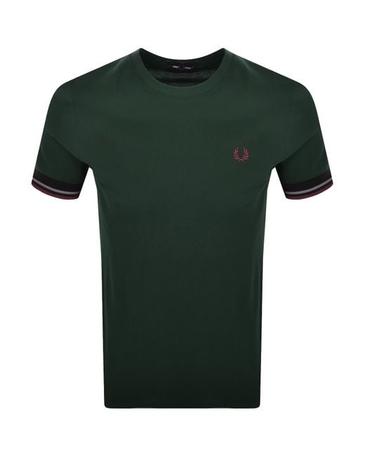 Fred Perry Green Twin Tipped Cuff T Shirt Grassroots for men
