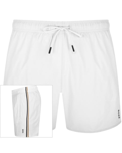 BOSS BUSINESS White Boss Iconic Swim Shorts for men
