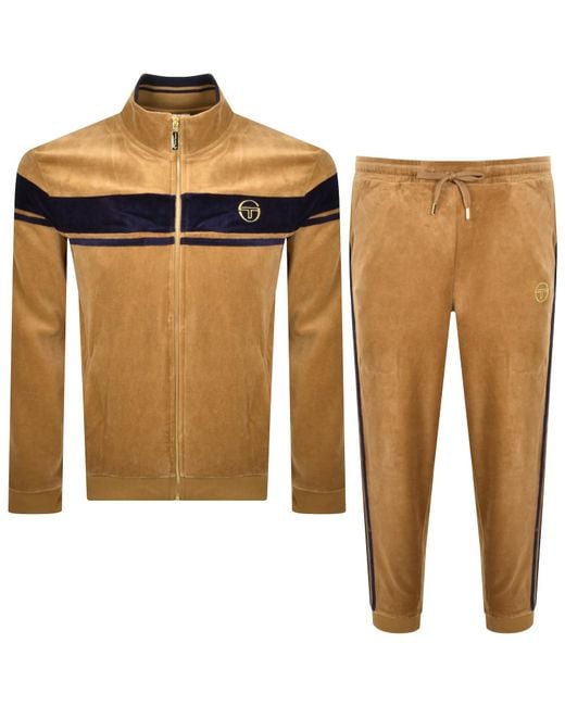 Sergio Tacchini Black Damarindo Velour Tracksut Almond for men