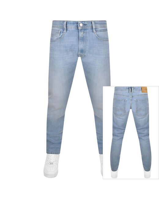 Replay Blue Comfort Fit Rocco Light Wash Jeans for men