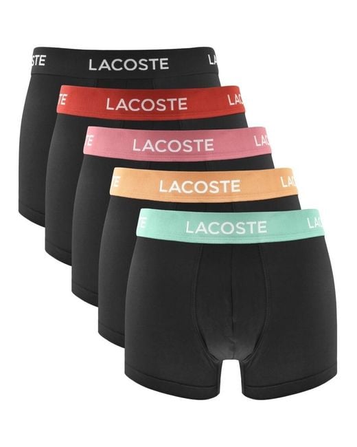 Lacoste Black Underwear Five Pack Trunks for men