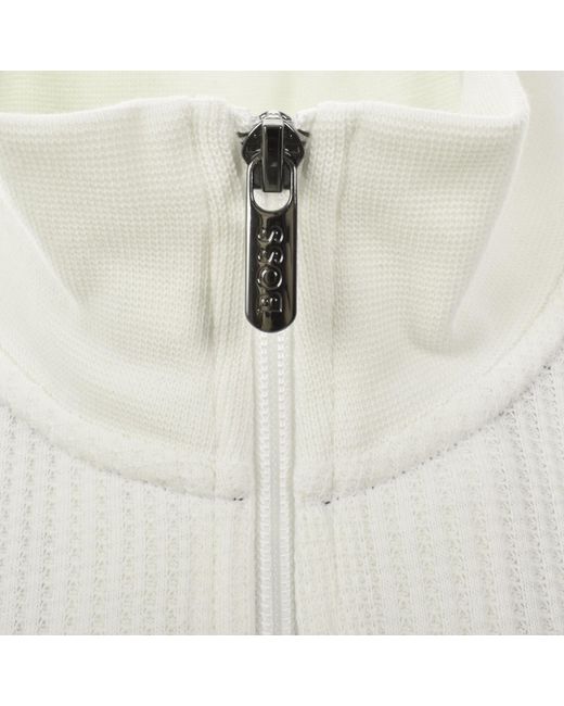 BOSS BUSINESS Gray Boss Structure Full Zip Sweatshirt Off for men