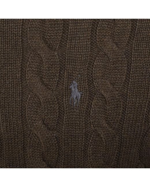 Ralph Lauren Brown Half Zip Cable Knit Jumper for men