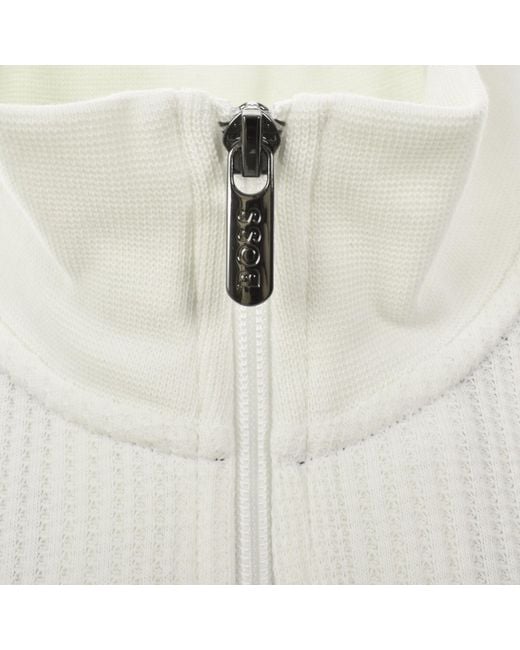 BOSS BUSINESS Gray Boss Structure Quarter Zip Sweatshirt Off for men