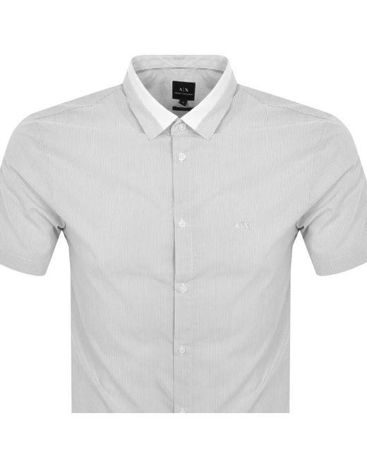Armani Exchange Gray Short Sleeved Stripe Shirt for men