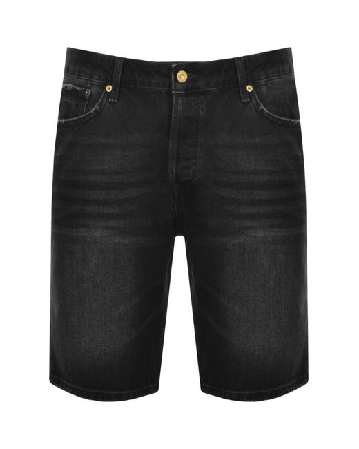 Superdry Leather Vintage Dark Wash Shorts in Black for Men | Lyst