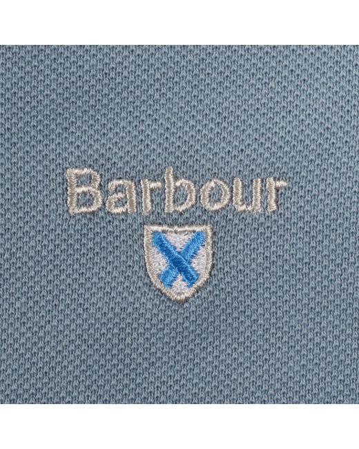 Barbour Blue Tartan Pique Polo T Shirt for men