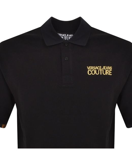 Versace Black Couture Baroque Piquet Polo T Shirt for men