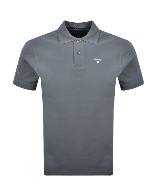 Barbour Gray Tartan Pique Polo T Shirt for men
