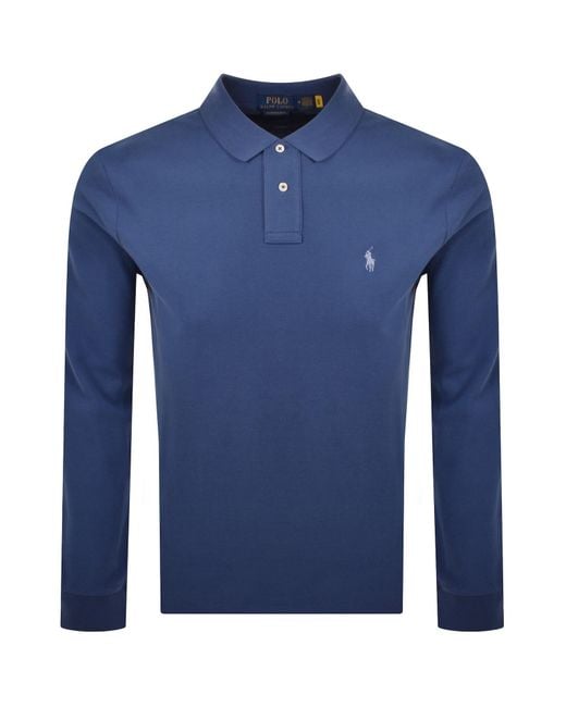 Ralph Lauren Blue Long Sleeved Polo T Shirt for men