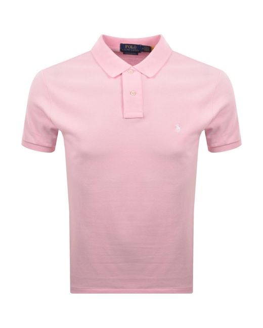 Ralph Lauren Pink Custom Slim Polo T Shirt for men