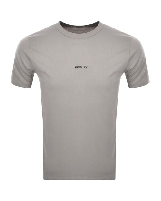 Replay Gray Logo Crew Neck T Shirt for men