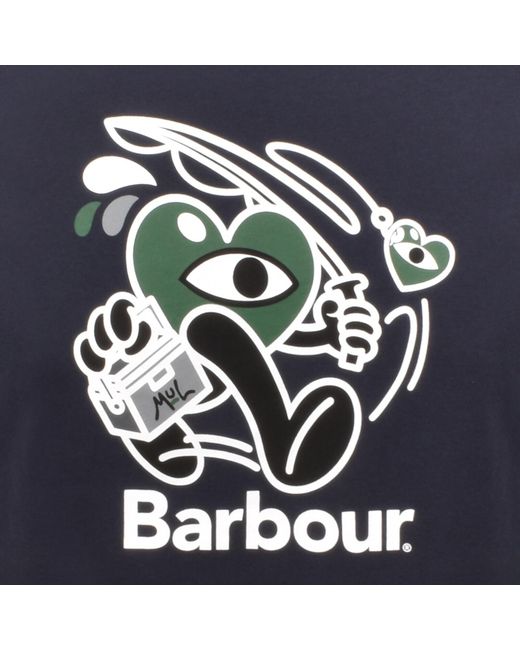 Barbour Blue X Mull Gone Fishing T Shirt for men